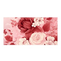 Red Pink Flower Petal Leaves Satin Wrap 35  X 70  by pakminggu