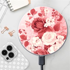 Red Pink Flower Petal Leaves Wireless Fast Charger(white) by pakminggu