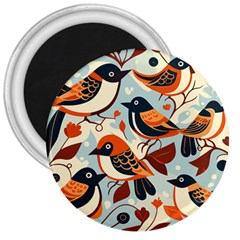 Vintage Birds Pattern 3  Magnets by Valentinaart