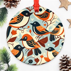 Vintage Birds Pattern Ornament (round) by Valentinaart