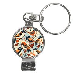 Vintage Birds Pattern Nail Clippers Key Chain by Valentinaart