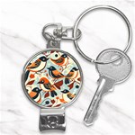 Vintage Birds pattern Nail Clippers Key Chain Front