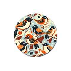 Vintage Birds Pattern Magnet 3  (round) by Valentinaart