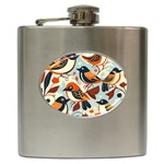 Vintage Birds pattern Hip Flask (6 oz) Front