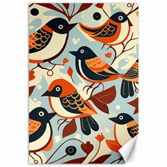 Vintage Birds Pattern Canvas 12  X 18  by Valentinaart