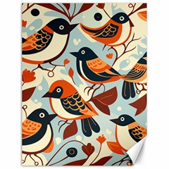 Vintage Birds Pattern Canvas 18  X 24  by Valentinaart