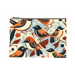 Vintage Birds Pattern Cosmetic Bag (large) by Valentinaart