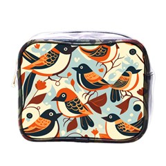 Vintage Birds Pattern Mini Toiletries Bag (one Side) by Valentinaart