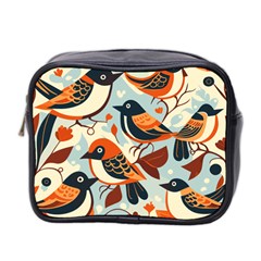 Vintage Birds Pattern Mini Toiletries Bag (two Sides) by Valentinaart