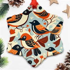 Vintage Birds Pattern Ornament (snowflake) by Valentinaart