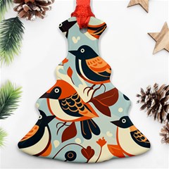 Vintage Birds Pattern Christmas Tree Ornament (two Sides) by Valentinaart