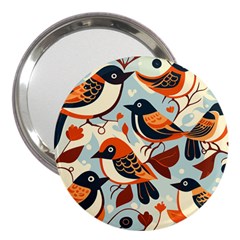 Vintage Birds Pattern 3  Handbag Mirrors by Valentinaart