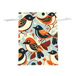 Vintage Birds pattern Lightweight Drawstring Pouch (S) Back