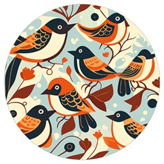 Vintage Birds Pattern Round Trivet by Valentinaart