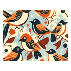 Vintage Birds Pattern Premium Plush Fleece Blanket (large) by Valentinaart