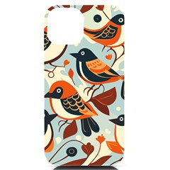 Vintage Birds Pattern Iphone 14 Black Uv Print Case by Valentinaart