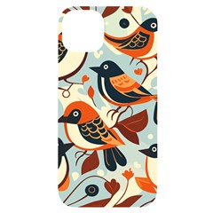 Vintage Birds Pattern Iphone 14 Plus Black Uv Print Case by Valentinaart