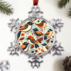 Vintage Birds Pattern Metal Large Snowflake Ornament