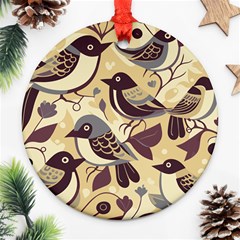 Vintage Birds Pattern Ornament (round) by Valentinaart