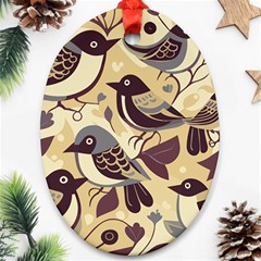 Vintage Birds Pattern Ornament (oval) by Valentinaart