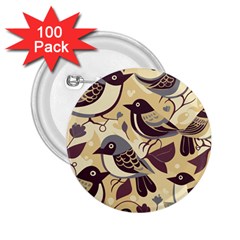 Vintage Birds Pattern 2 25  Buttons (100 Pack)  by Valentinaart