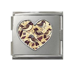 Vintage Birds Pattern Mega Link Heart Italian Charm (18mm) by Valentinaart