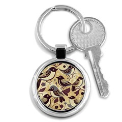 Vintage Birds Pattern Key Chain (round) by Valentinaart