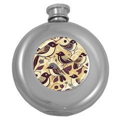 Vintage Birds Pattern Round Hip Flask (5 Oz) by Valentinaart