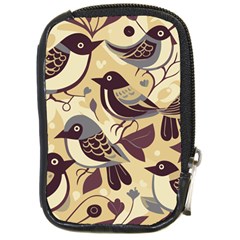 Vintage Birds Pattern Compact Camera Leather Case by Valentinaart