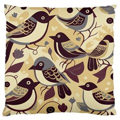 Vintage Birds Pattern Large Cushion Case (two Sides) by Valentinaart