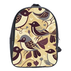 Vintage Birds Pattern School Bag (xl) by Valentinaart