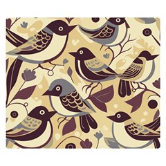 Vintage Birds Pattern Two Sides Premium Plush Fleece Blanket (small) by Valentinaart