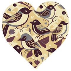 Vintage Birds Pattern Wooden Puzzle Heart by Valentinaart