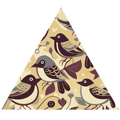 Vintage Birds Pattern Wooden Puzzle Triangle by Valentinaart