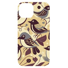 Vintage Birds Pattern Iphone 14 Black Uv Print Case by Valentinaart