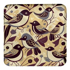 Vintage Birds Pattern Square Glass Fridge Magnet (4 Pack) by Valentinaart