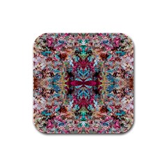 Blended Arabesque Rubber Square Coaster (4 Pack) by kaleidomarblingart