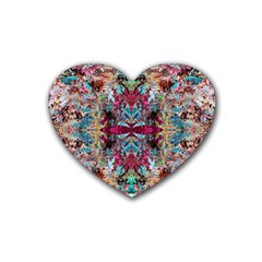 Blended Arabesque Rubber Heart Coaster (4 Pack) by kaleidomarblingart