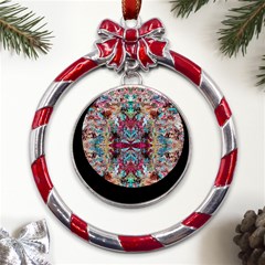 Blended Arabesque Metal Red Ribbon Round Ornament