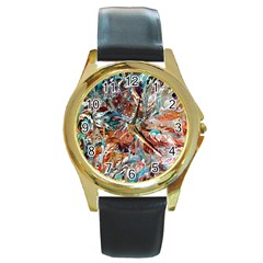 Pour Blend  Round Gold Metal Watch