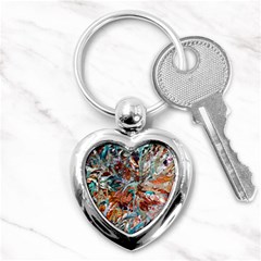 Pour Blend  Key Chain (heart) by kaleidomarblingart