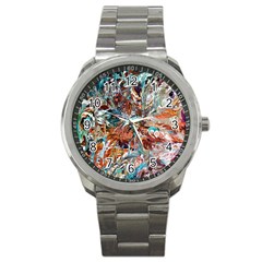 Pour Blend  Sport Metal Watch by kaleidomarblingart