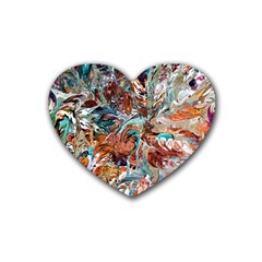 Pour Blend  Rubber Heart Coaster (4 Pack) by kaleidomarblingart