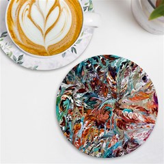 Pour Blend  Uv Print Round Tile Coaster by kaleidomarblingart