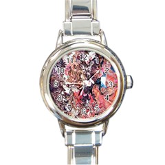 Pour Skin  Round Italian Charm Watch by kaleidomarblingart