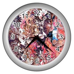 Pour Skin  Wall Clock (silver) by kaleidomarblingart