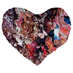 Pour Skin  Large 19  Premium Heart Shape Cushions by kaleidomarblingart