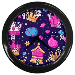 Pattern Royal Crowns Wall Clock (black) by pakminggu