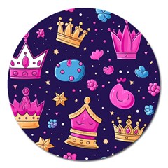 Pattern Royal Crowns Magnet 5  (round) by pakminggu