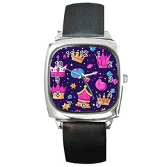 Pattern Royal Crowns Square Metal Watch by pakminggu